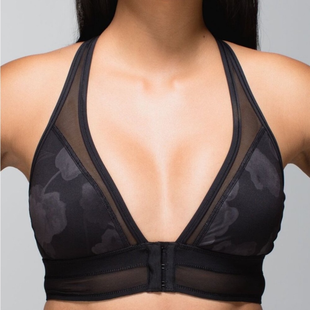Lululemon Inky Floral Seek The Heat Soot Black Bra